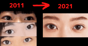 宮脇咲良の目の変化画像